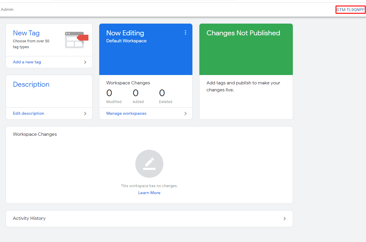 Clicking Google Tag Manager Tracking ID